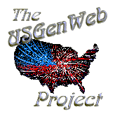 US GenWeb logo with words over an outline of the USA